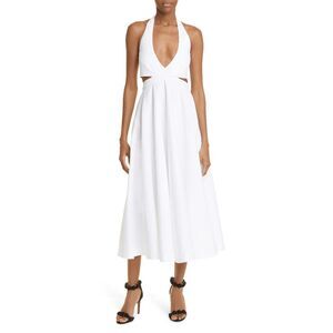 NWT Alaïa Sleeveless Cutout Maxi Halter Dress Blanc Size 40 FR / 8 US $2300